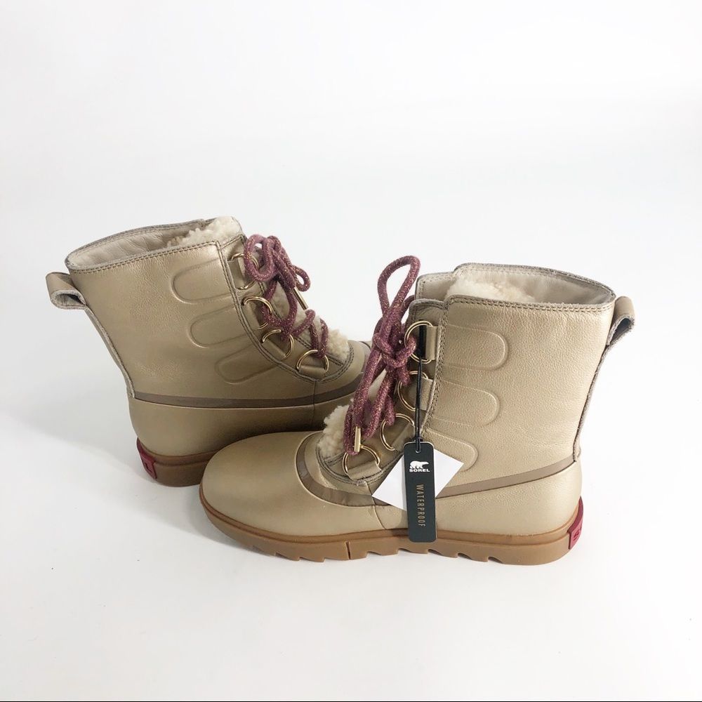 Sorel NWT Joan of Arc Next Lite Lux Gold Leather Boots 8 - Picture 9 of 9